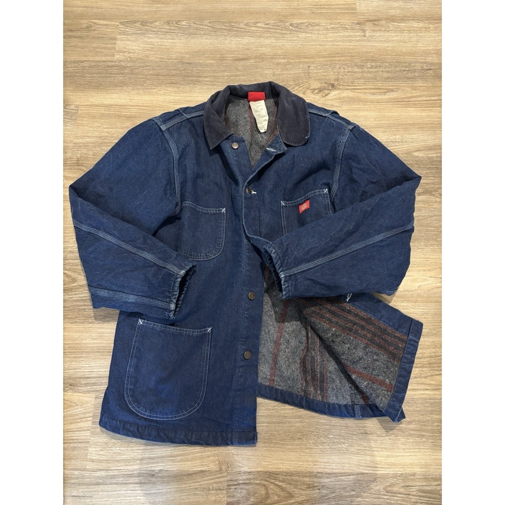 Dickies Workwear Jacket 2XL XXL Denim Barn Chore Blanket Lined Mens Button